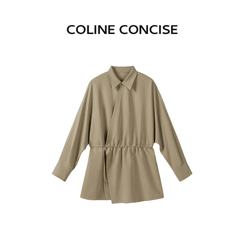 COLINE CONCISE 雾面绒感宽松法式气质宽松衬衣外套25秋季66207