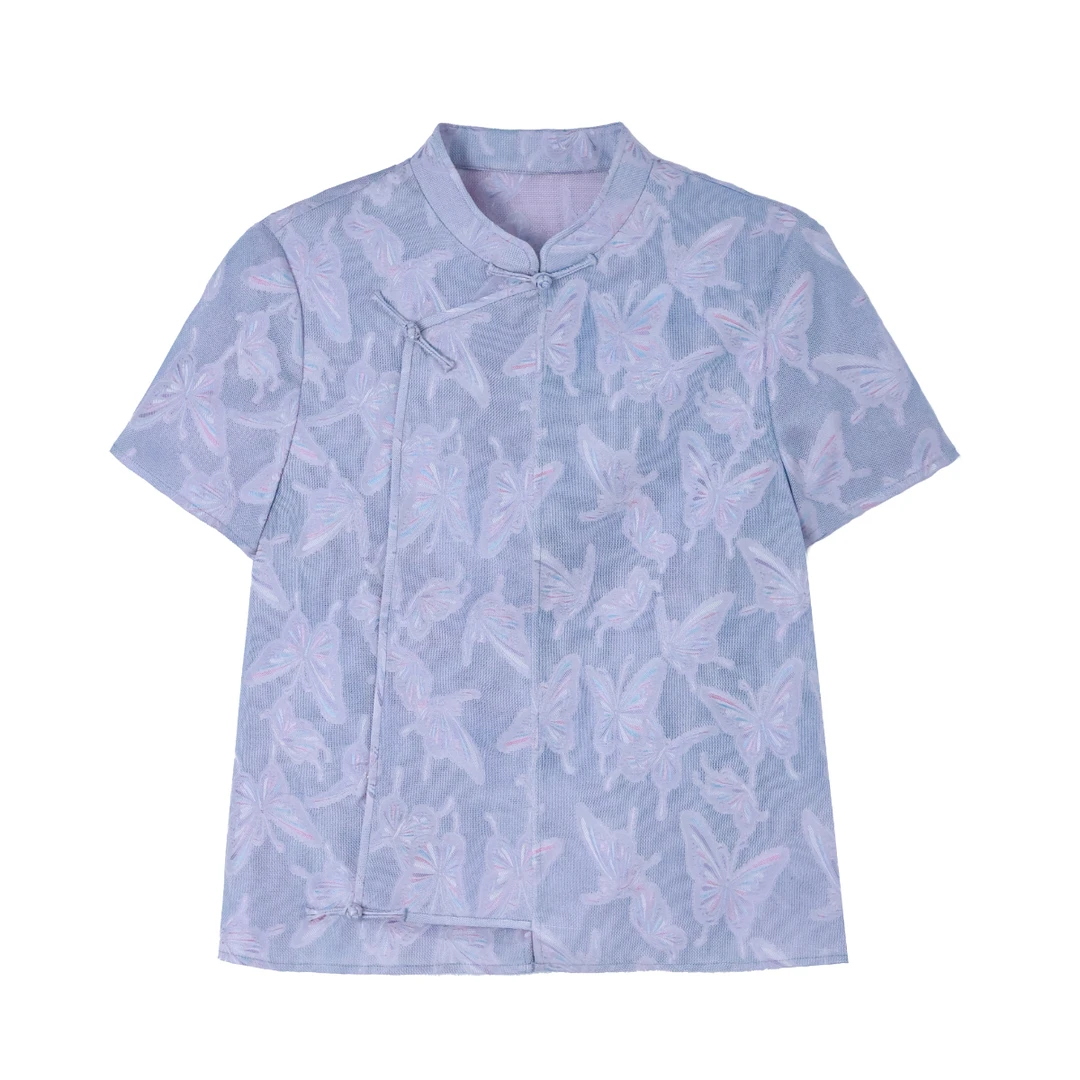 周家明蝴蝶绞罗短袖奥黛上衣新中式国风女装SLS25SS48夏季中国风