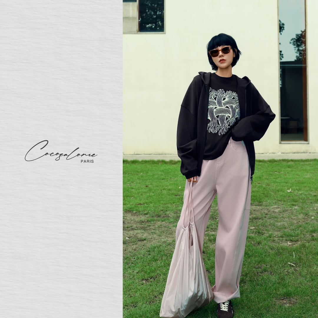 韩彬彬"大王"oversize宽松大码男女同款慵懒时髦落肩卫衣2043-1