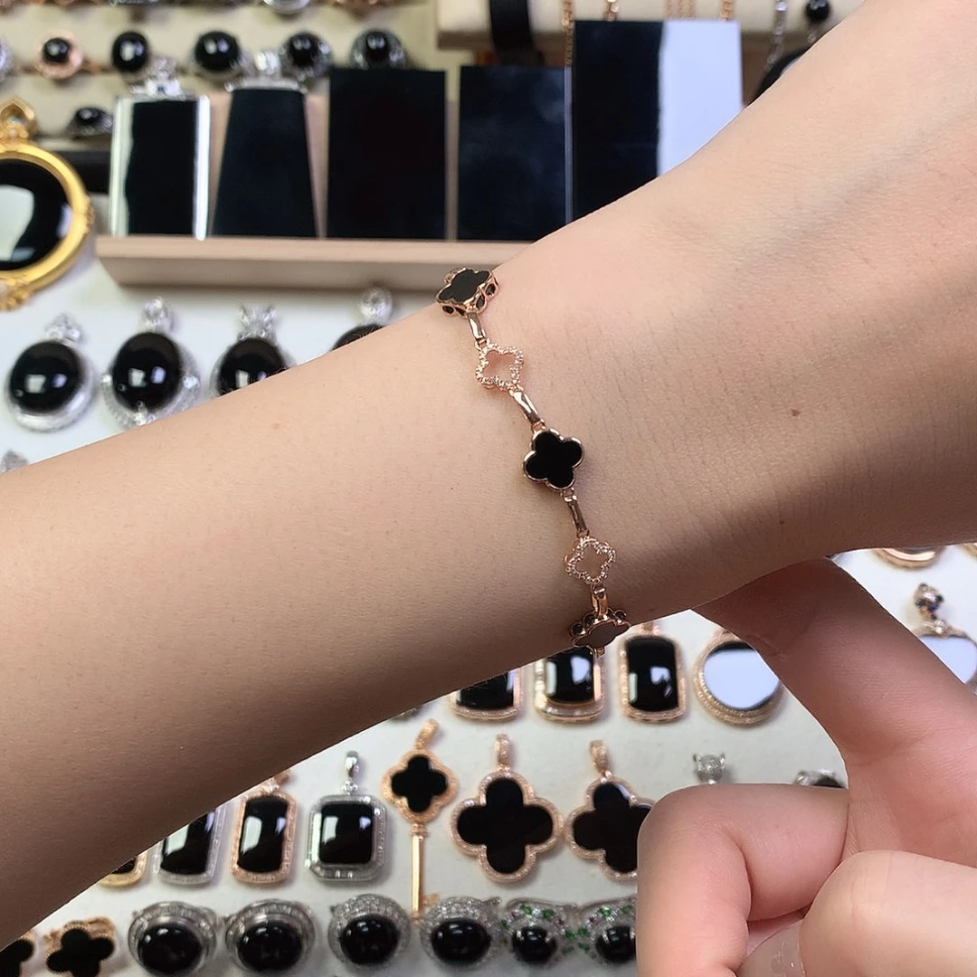 18K金镶嵌手链翡翠墨翠