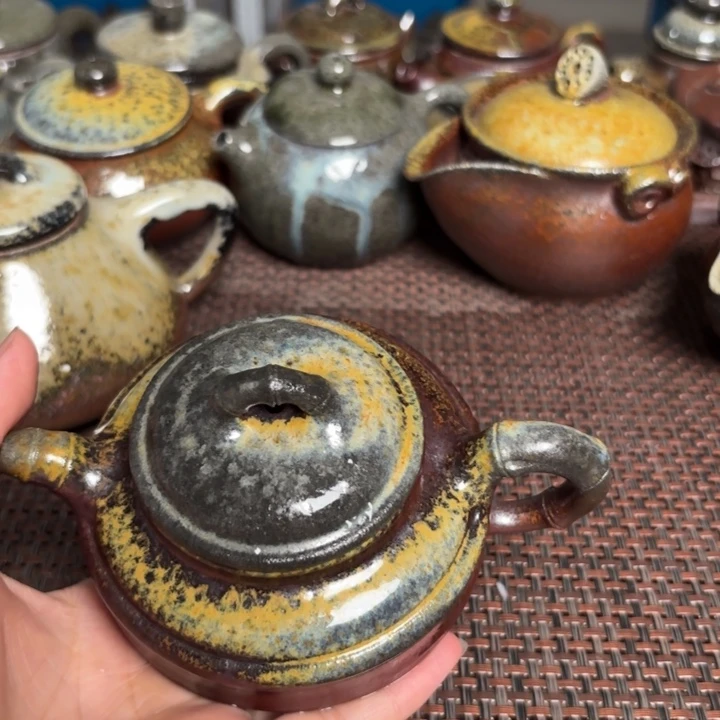 茶杯紫砂瑕竹鼓壶200
