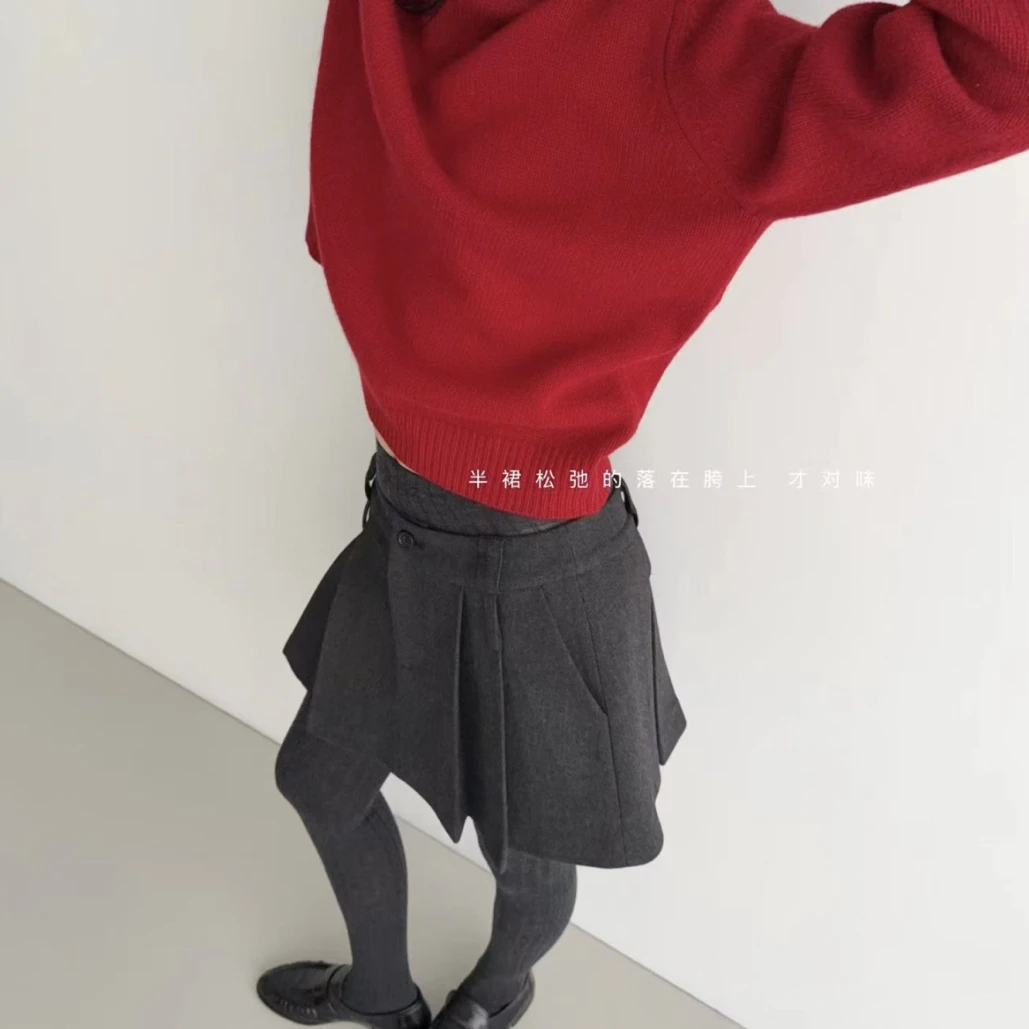 YU TONG 灰色百褶裙