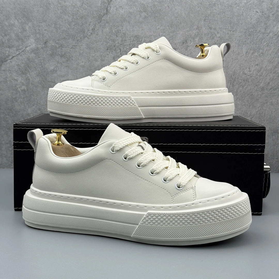 板鞋男2025秋季新款简约低帮系带小白鞋厚底增高百搭休闲潮流男鞋