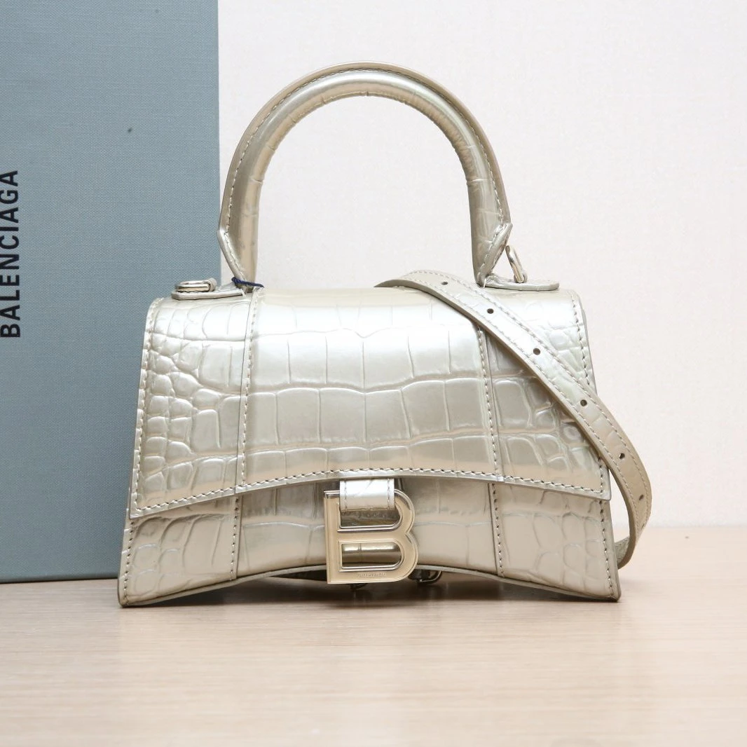 95新 Balenciaga/巴黎世家 沙漏手袋XS码斜挎包 香槟色P244795514