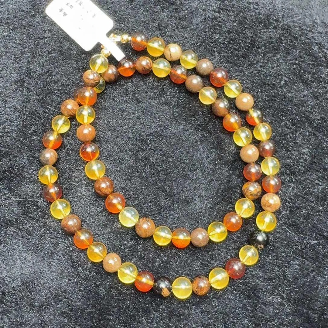 琥珀未镶嵌珠宝奇石7mm多宝妈妈链