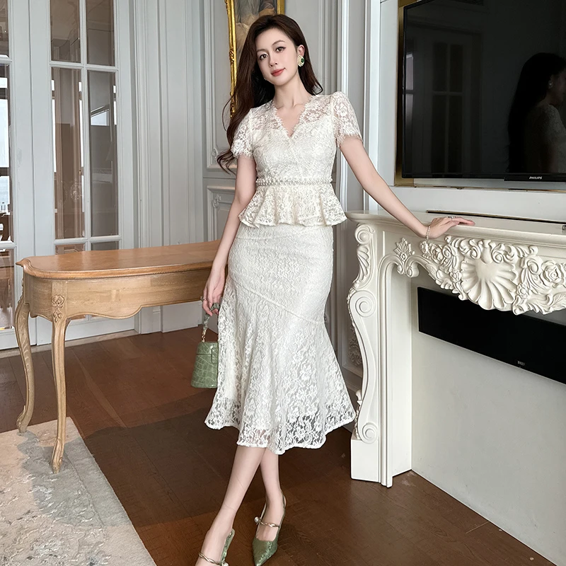 春夏法式印花连衣裙气质时尚收腰宴会法式优雅显瘦45123