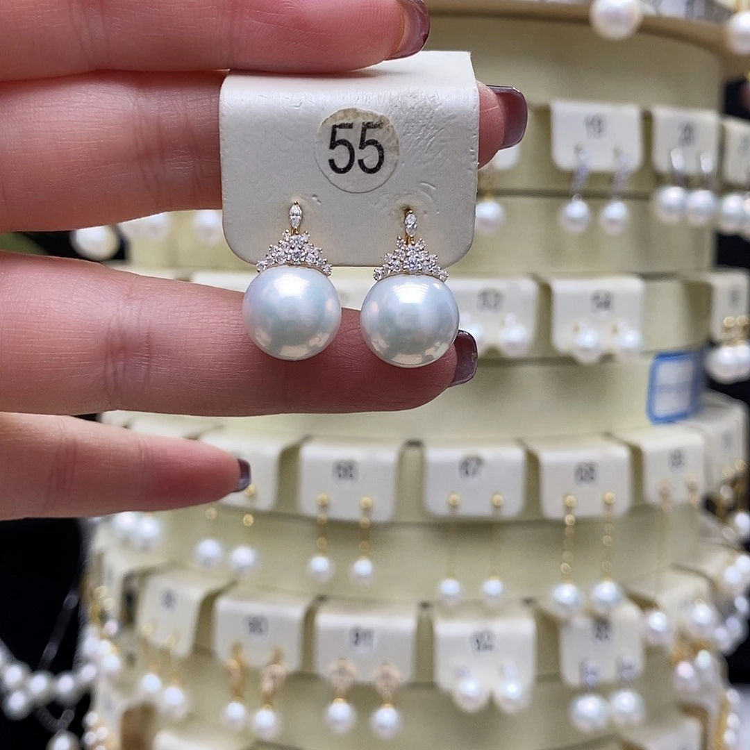 淡水珍珠耳饰18K金镶嵌