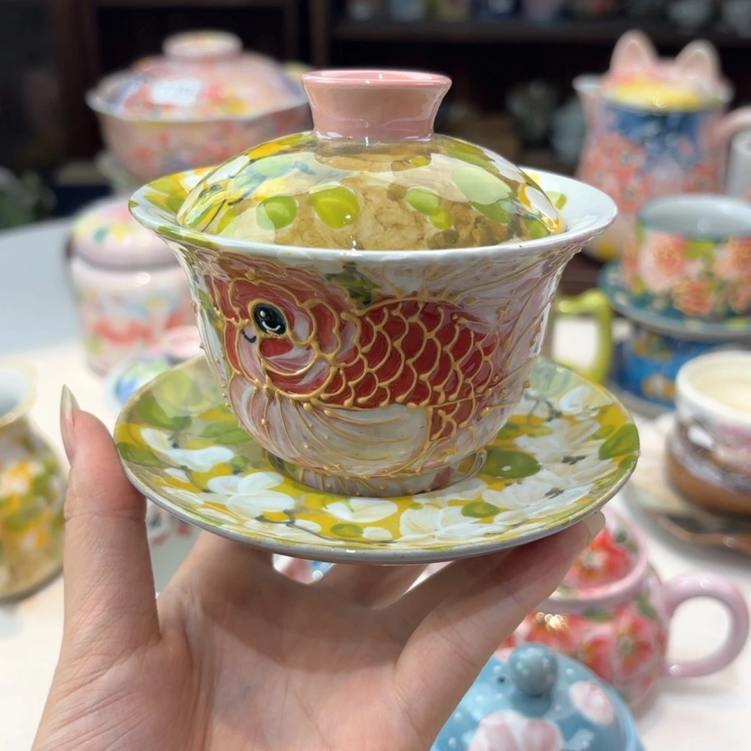 景德镇手绘高温釉下彩陶瓷茶具