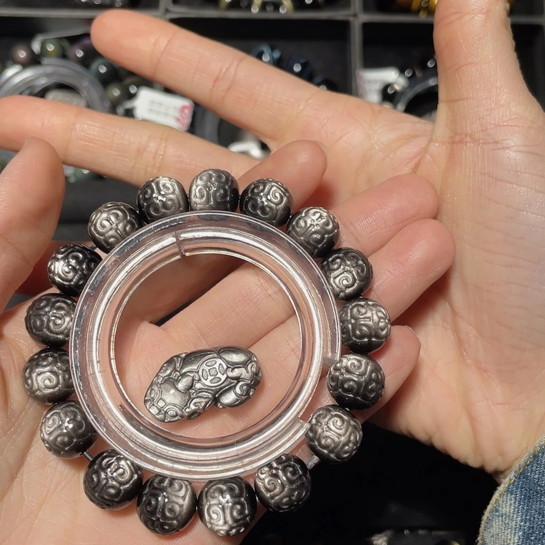 星***光黑曜岩未镶嵌手链