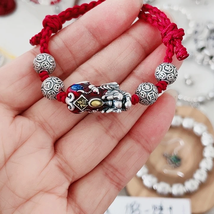 珐琅吊坠足银皮休