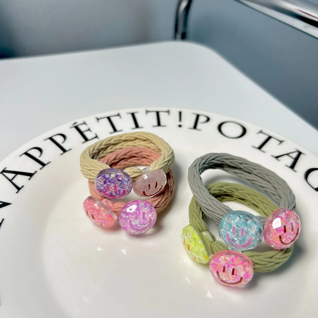 韩国博主同款笑脸醋酸发绳发圈套组