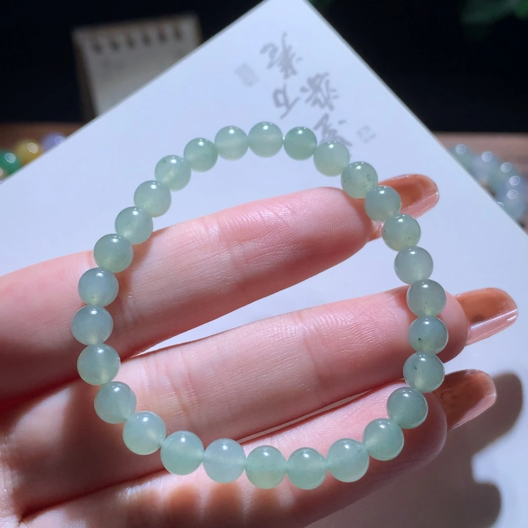 翡翠手链未镶嵌卡6天青色飘花