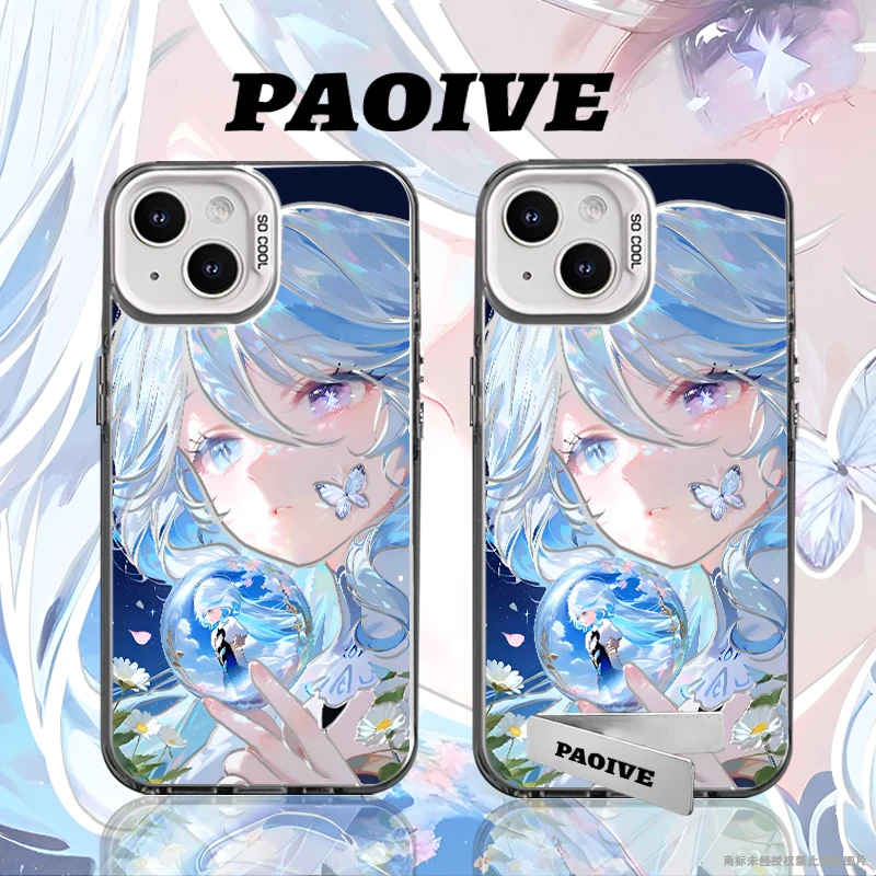 适用苹果华为vivo一加iPhone14小米三星芙宁娜防摔彩银手机壳