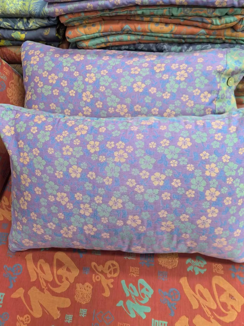 浅紫色小花枕套一对48x74