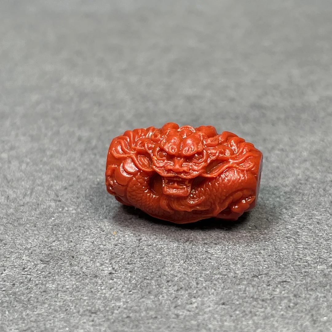 4200手工苏工精工雕刻配珠川料锦红柿子红盘龙柱火焰红牛血红