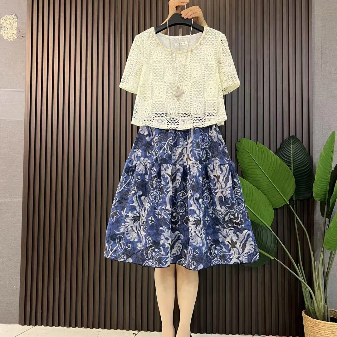 2025新款气质爆款夏季短袖加宽加大码连衣裙120斤到220斤高端裙子