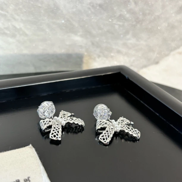 铜合金合成锆石耳饰 蝴蝶结耳环EH3260