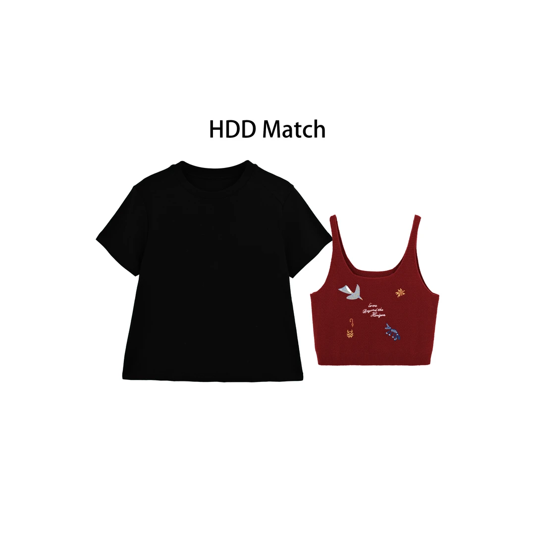 HDD- "搭配序列" 羊毛+棉 秋季女款针织钩花吊带+打底两件套Y8932
