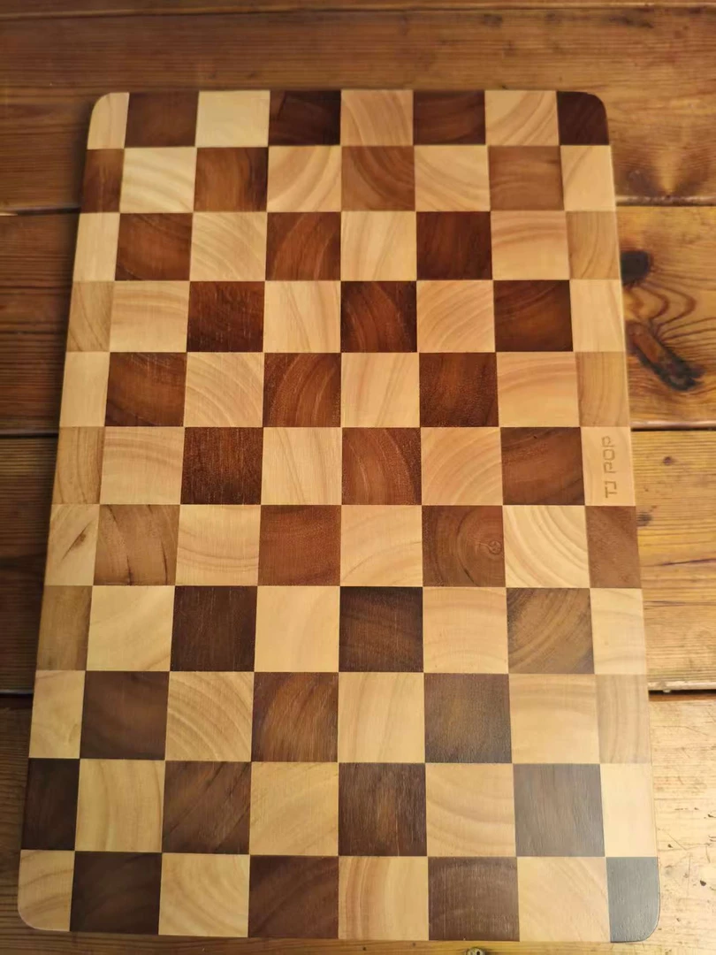 TJ棋盘格菜板家用抗菌防霉橡胶木砧板木质切菜板粘板厨房案板