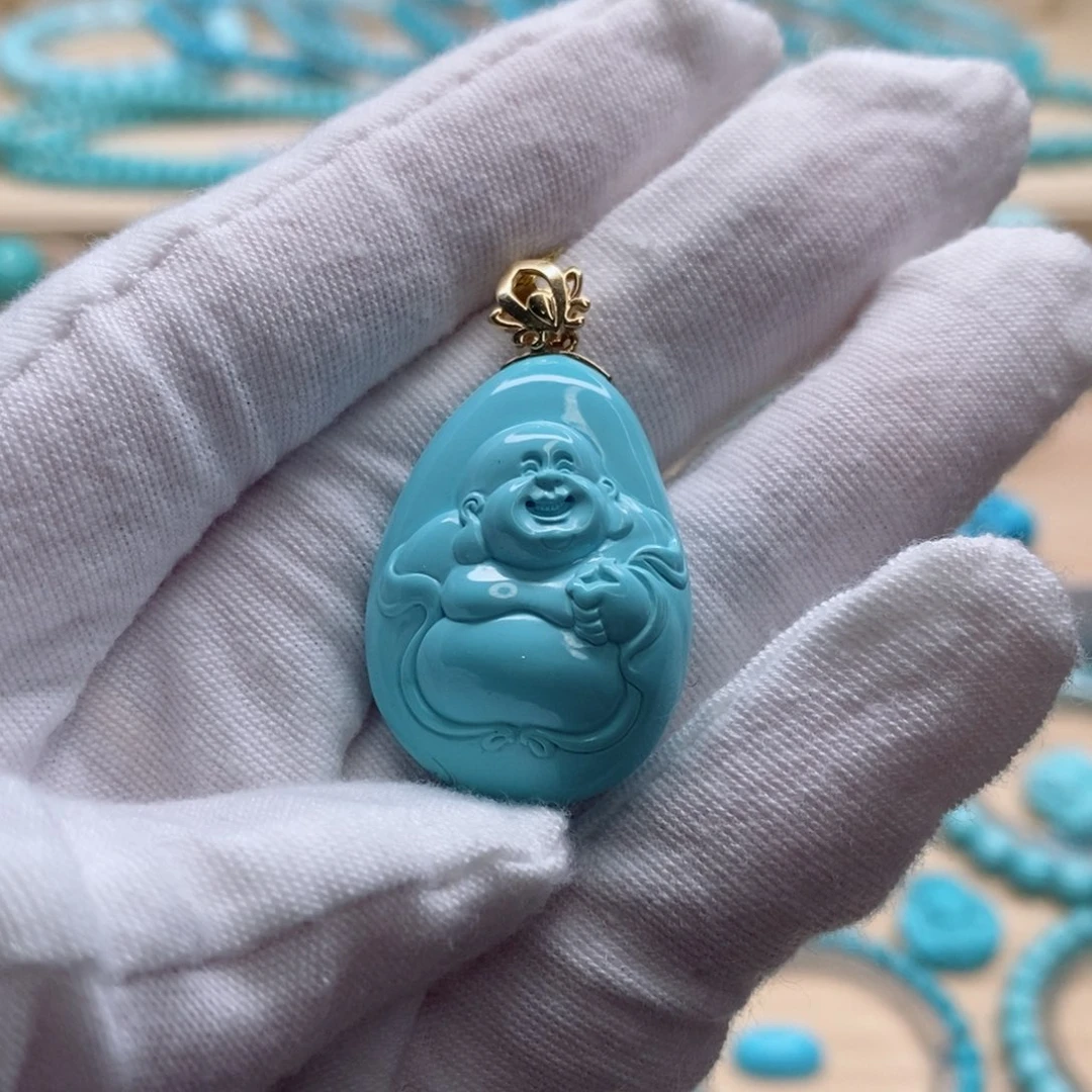 18K金镶嵌绿松石珠宝奇石雁*