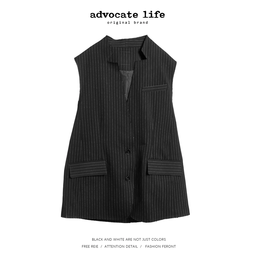 生活主张Advocatelife2025秋冬新品百搭休闲马夹条纹上衣HQ342078