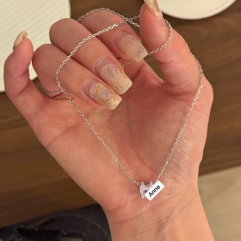 铜合金项链 香芋紫迷你字母简约气质项链【X750】