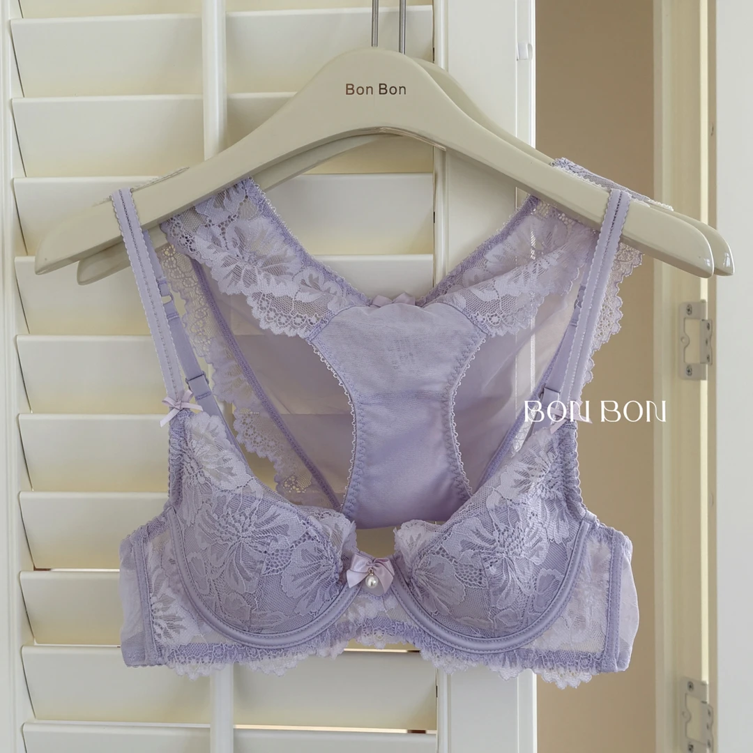 氛围美神•法式蕾丝性感内衣女薄款纯欲聚拢文胸罩夏美背大胸显小