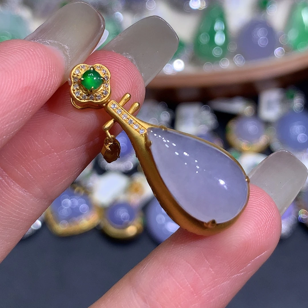 翡翠18K金镶嵌吊坠(不含链)