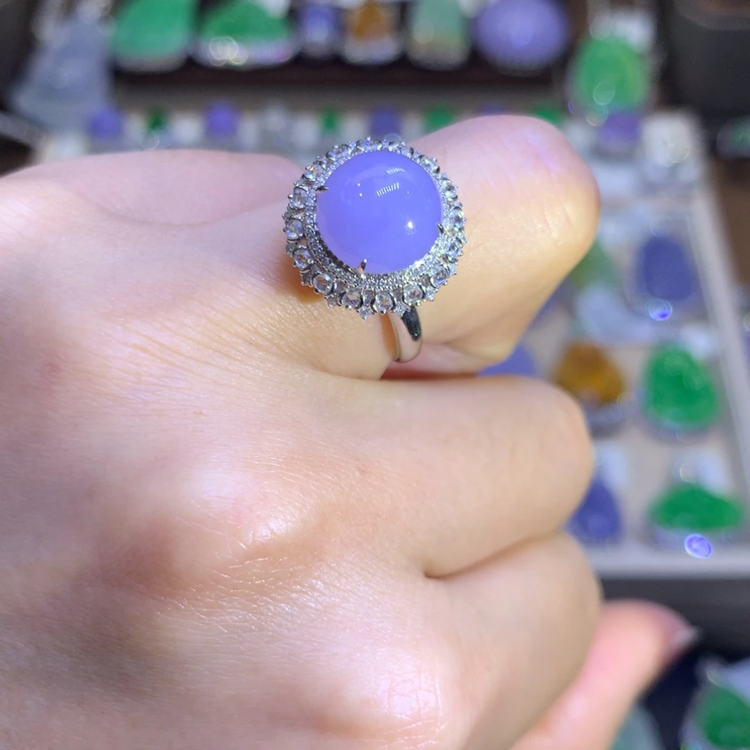 翡翠挂件18K金镶嵌翡翠