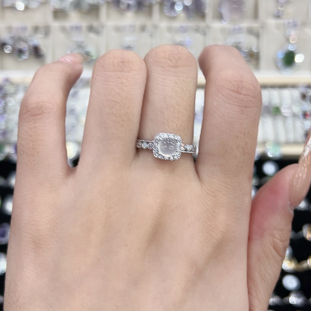 岫玉银S925镶嵌戒指