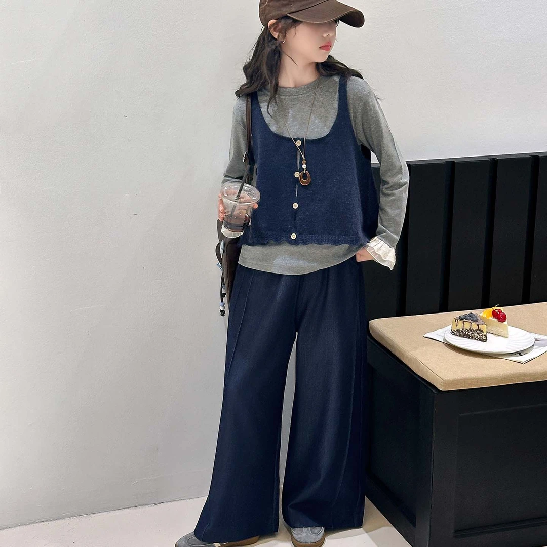 女大童秋季洋气时尚休闲套装2025新款女孩春秋装韩版潮酷三件套潮
