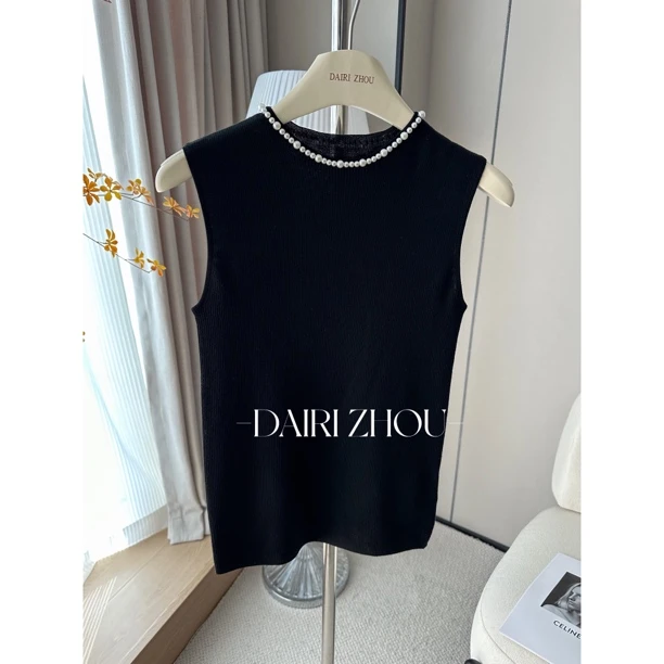 DAIRI  ZHOU▪️纸间乐章   100极细美丽诺羊毛珍珠领无袖针织上衣
