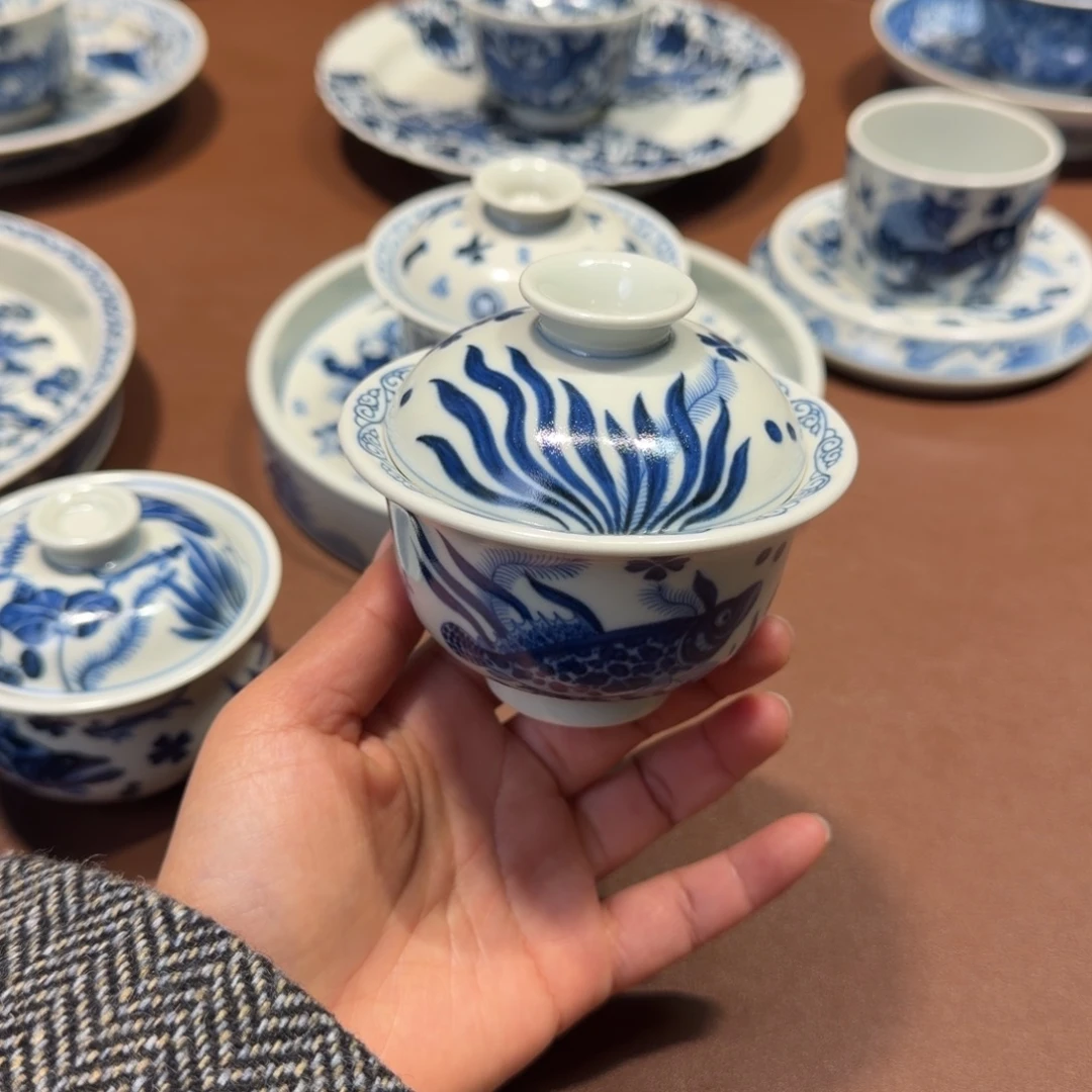 手工手绘茶具盖碗