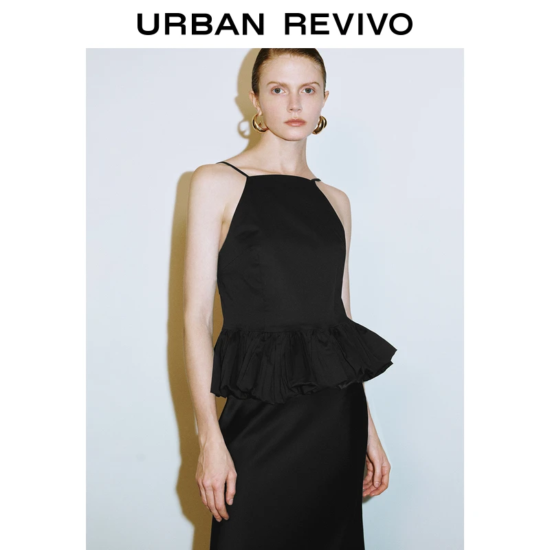 UR2025春季新款女装欧若风魅力氛围感蝴蝶结蓬蓬吊带衫UWG250037