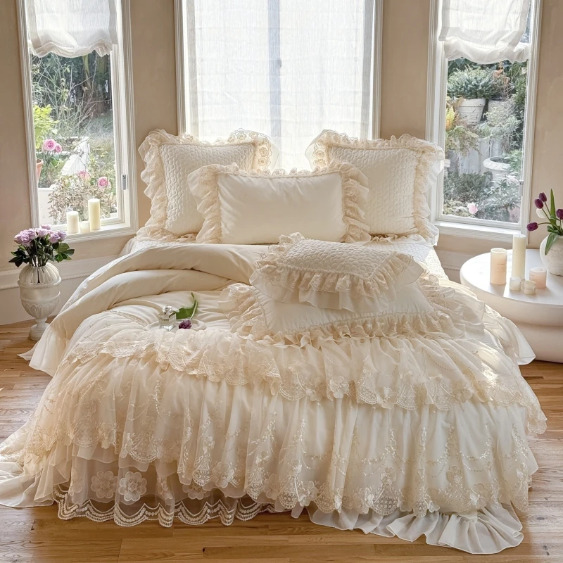 慕逸【自由女神】纯棉床盖款四件套140支全棉法式公主风床上用品