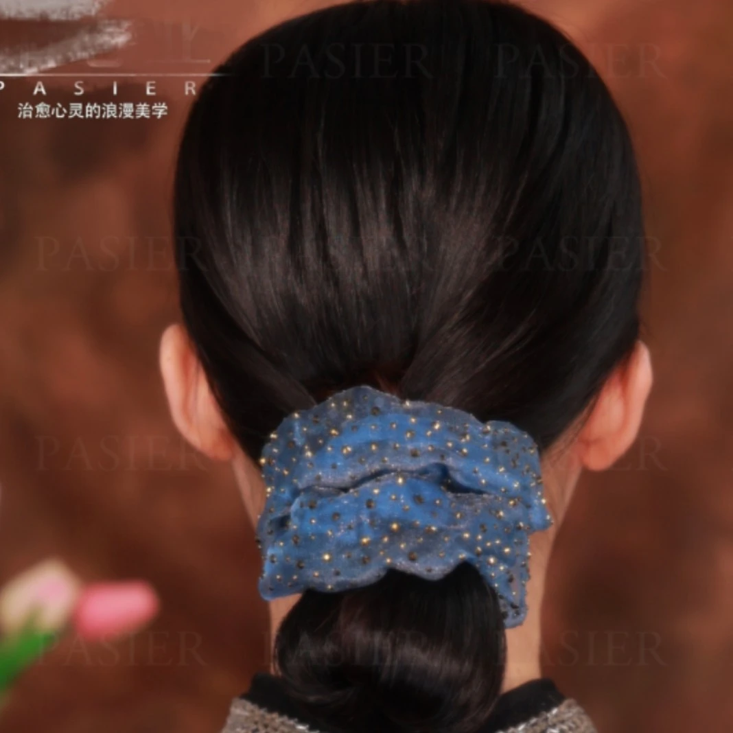海洋之星满天星百搭高级感气质欧根纱发圈头绳头饰成人FB1782蓝