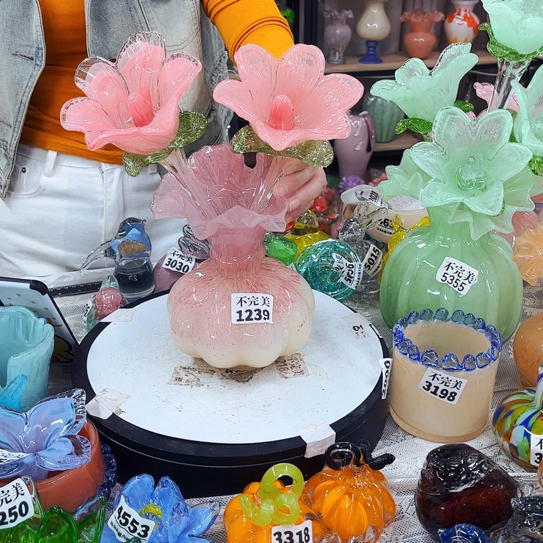 2花1瓶 家悦琉璃工艺品瓶不完美