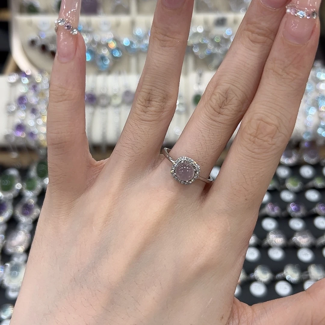 银S925镶嵌岫玉戒指