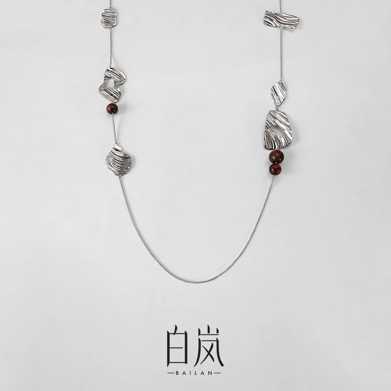 白岚苍岩项链小叶紫檀毛衣链长款项链秋冬高级气质首饰饰品XL5785