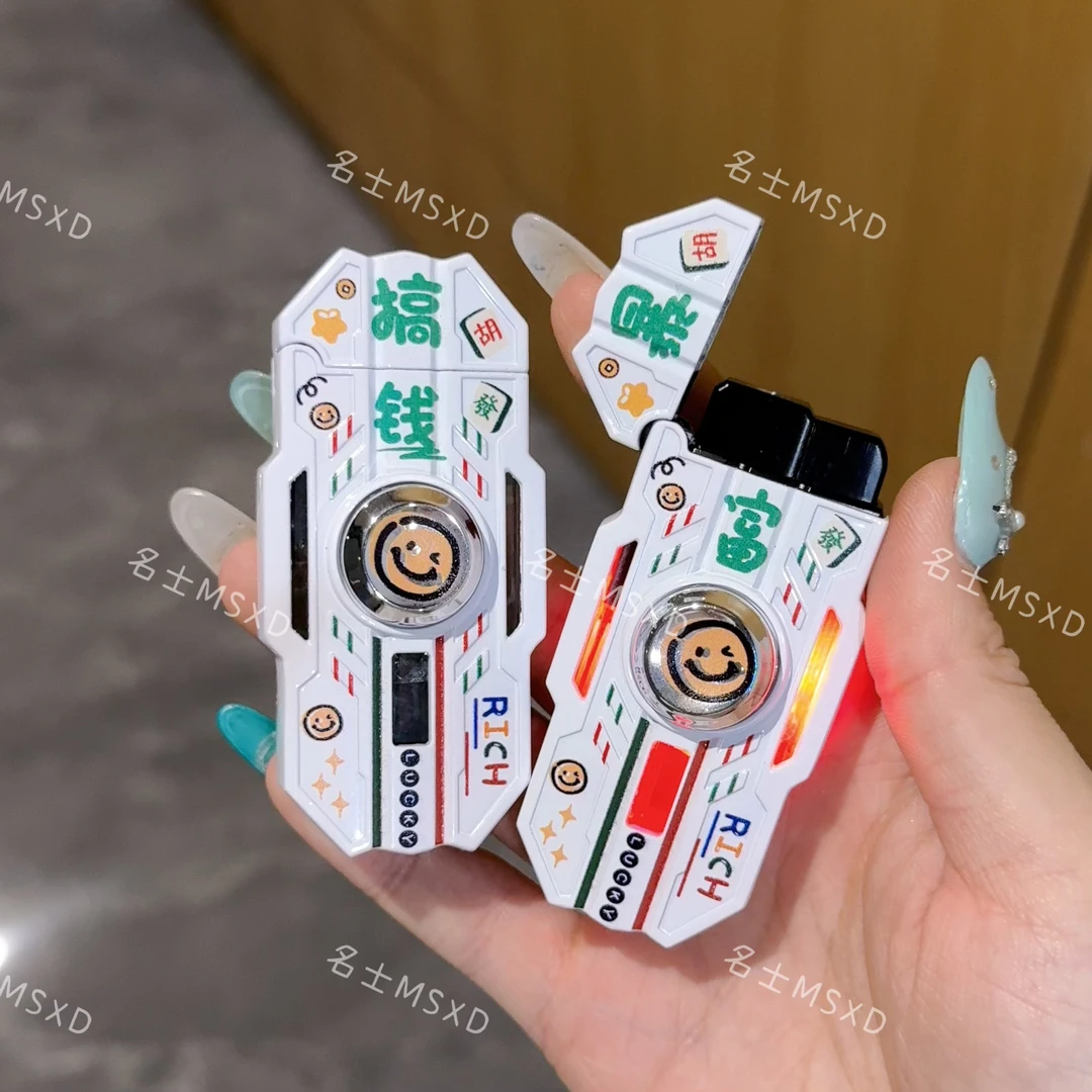 新款潮玩创意机甲充气打火机金属解压陀螺个性高档把玩送男友礼物