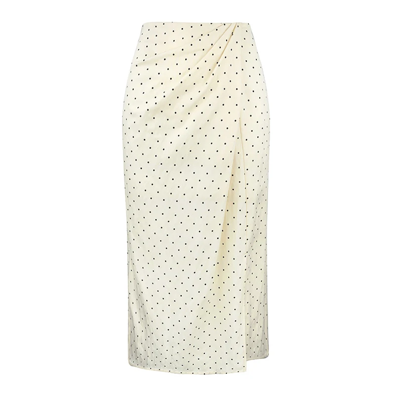 JUNGLE ME波点半身裙高腰显瘦包臀设计法式开叉长裙夏季通勤气质