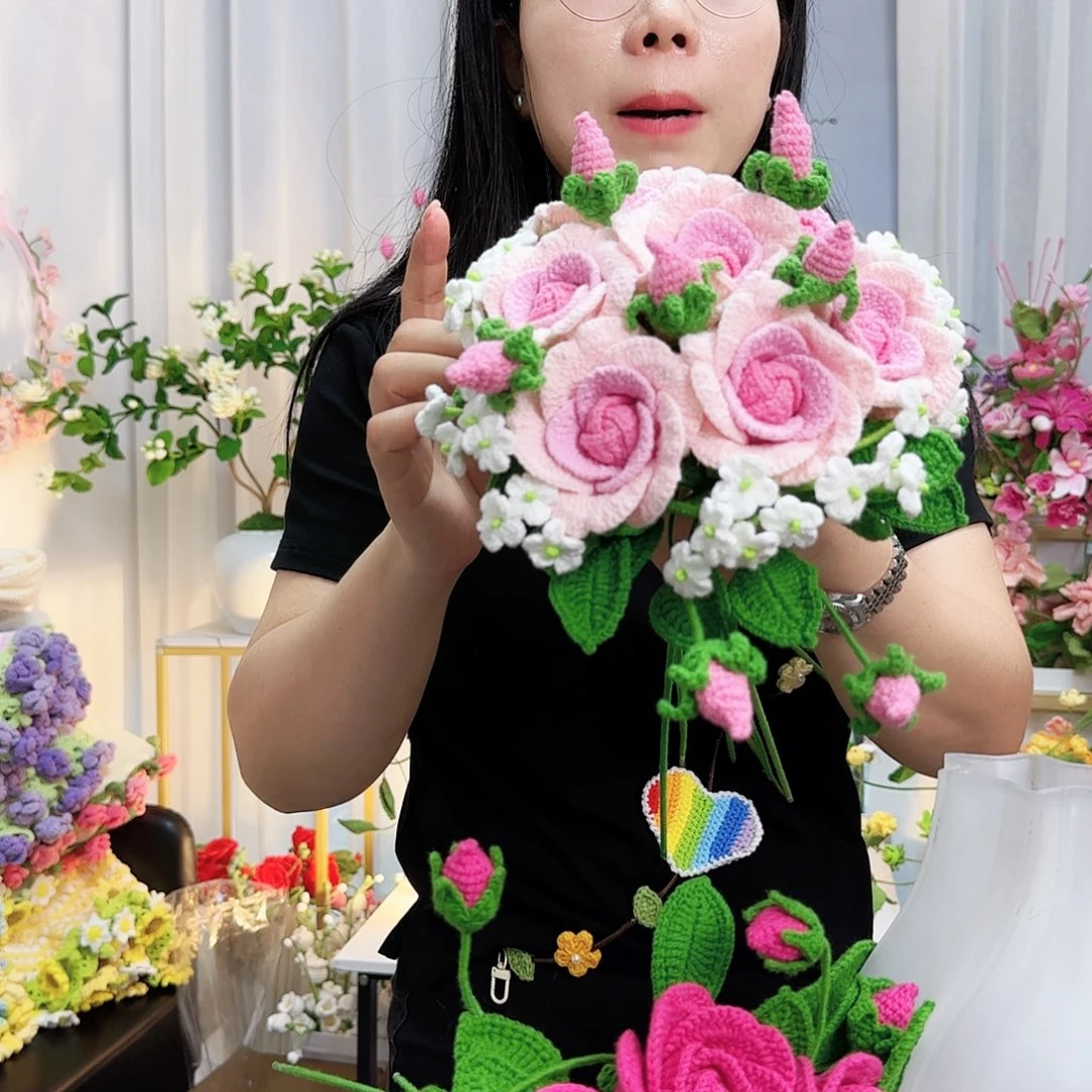 莱赛尔纤维棉手工钩织蔷薇花