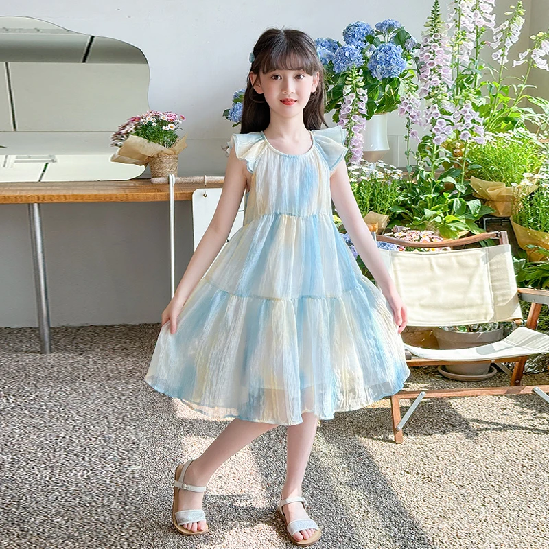 女童连衣裙夏装2025新款洋气大童女孩高级感公主裙儿童夏季裙子薄