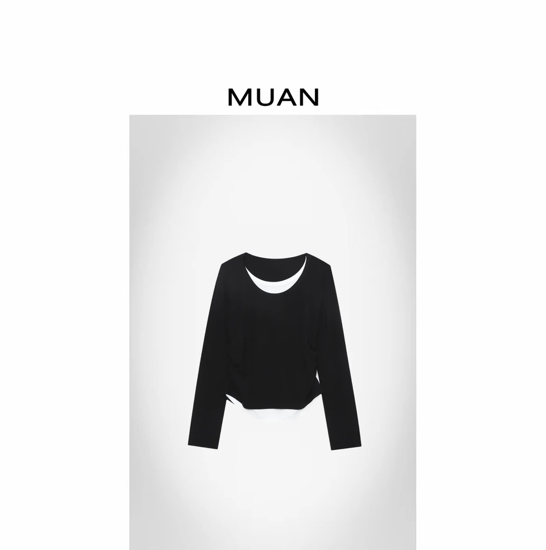 木岸MUAN：《小福音打底》定制百搭高级拼接上衣打底女CQ-MJ-F8621