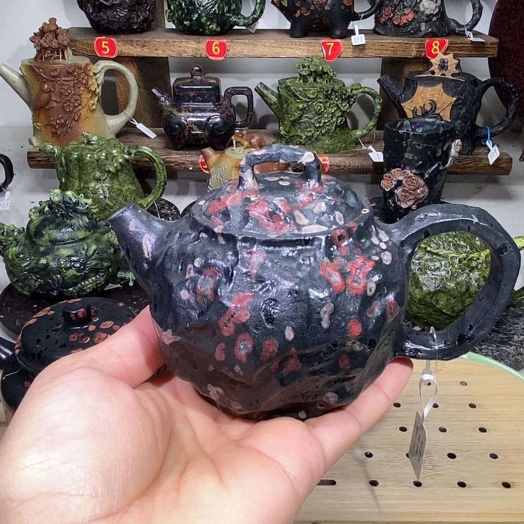 安山玉梅花玉随形壶260cc