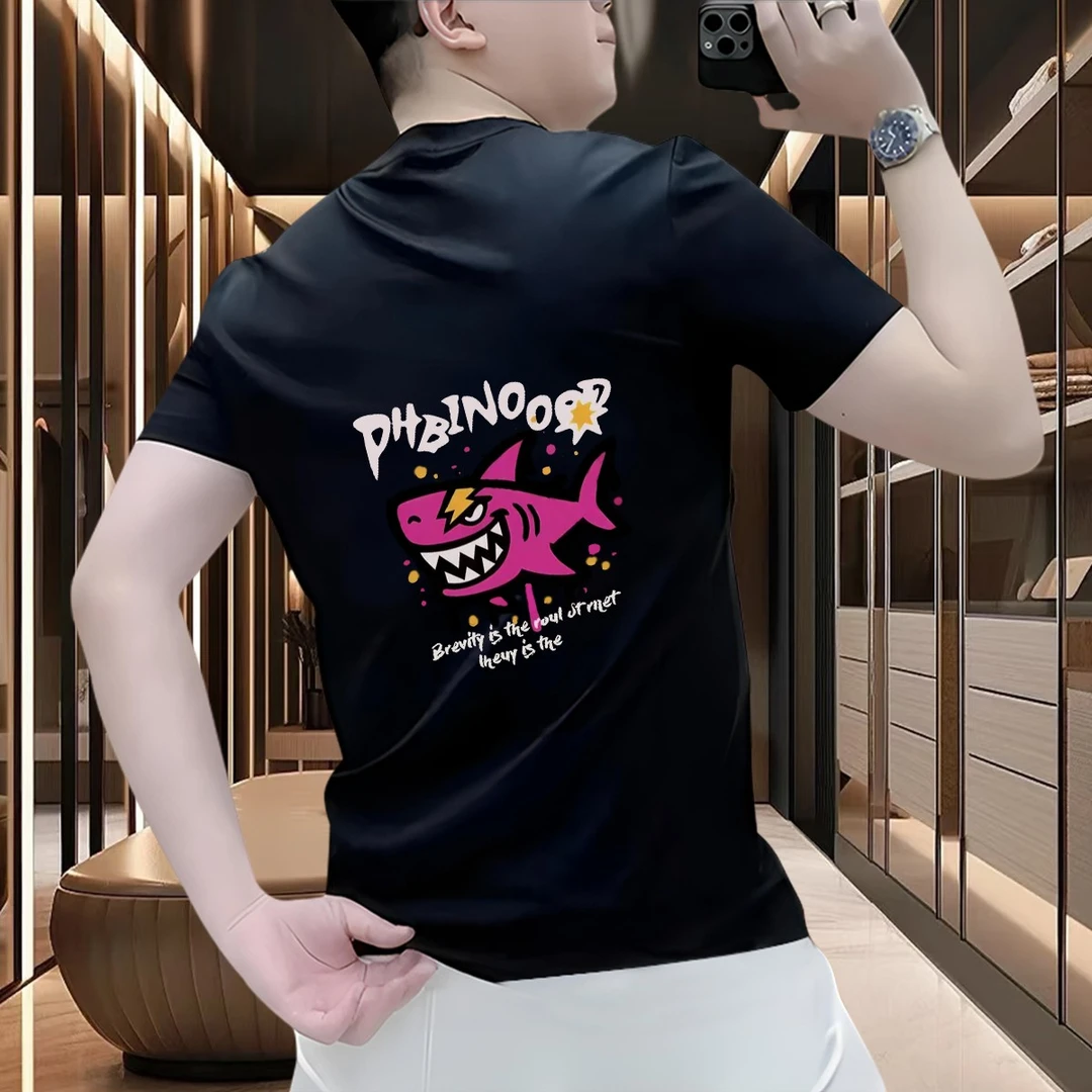 短袖T恤男款爆款2025新款夏季男装休闲时尚纯棉潮流印花轻奢男装