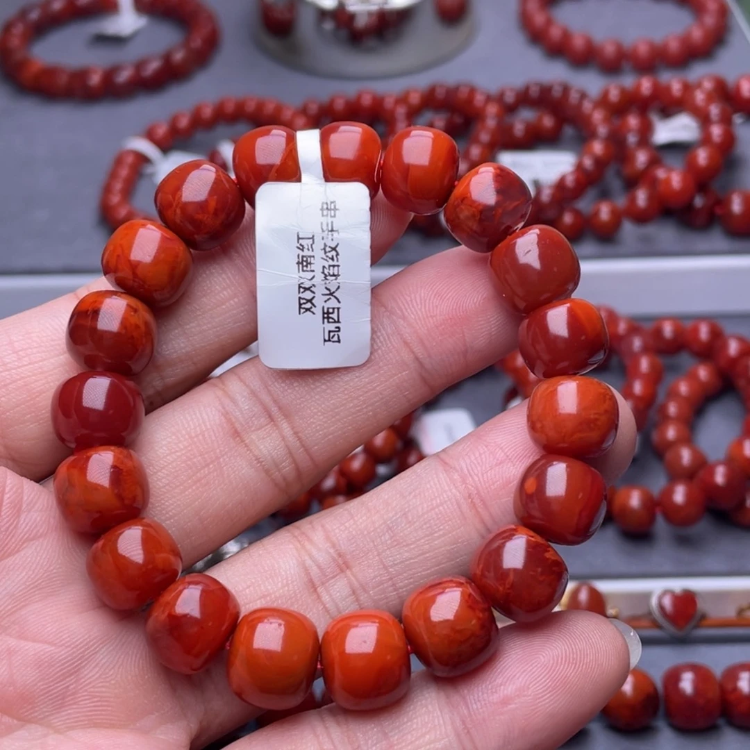 南红玛瑙未镶嵌南红玉石12mm瓦西牛血火焰纹老型手串
