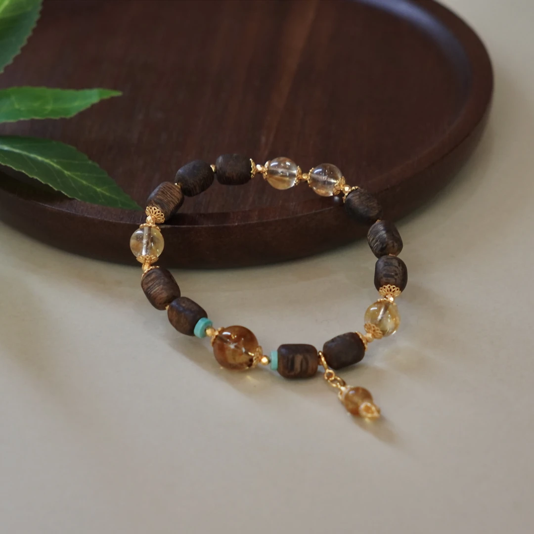 沉香【千喜】奇楠留疤随形单圈手串 五 XK25557