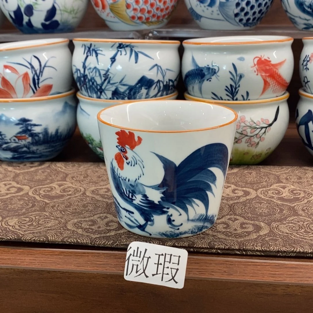 微瑕釉下彩纯手绘手工绘制