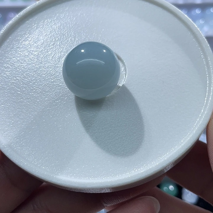 翡翠散珠翡翠蓝底圆珠 卡18